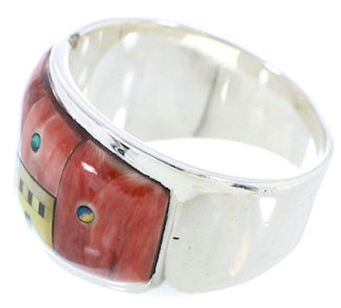 Native American Design Silver Multicolor Ring Size 5-3/4 MW73889